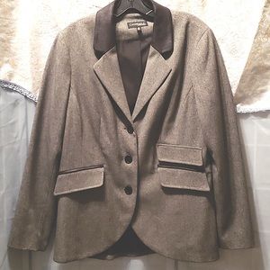 CONRAD C COLLECTION TWEED GREY/BLK BLAZER SZ 12